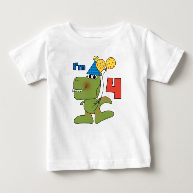 Pequeño Dino 4 camisetas de cumpleaños y regalos (Anverso)