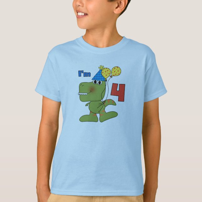 Pequeño Dino 4 camisetas de cumpleaños y regalos (Anverso)