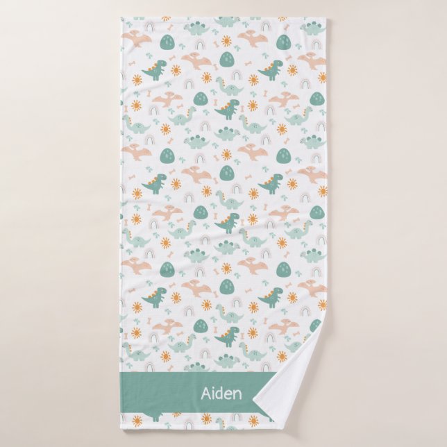 Pequeño Dino Personalizado (Toalla de baño)