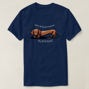 Pequeño Doxie Rojo KiniArt Camiseta Oscura