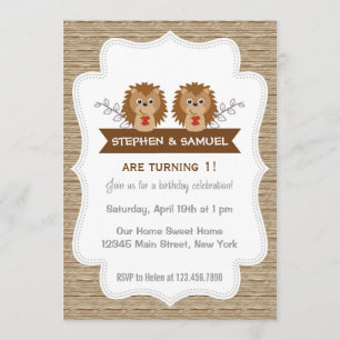 Pequeño e íntimo Hedgehog Invitación al cumpleaños