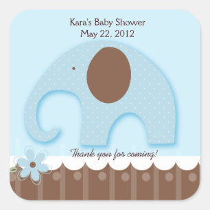 Pequeño elefante azul SQUARE Pegatina