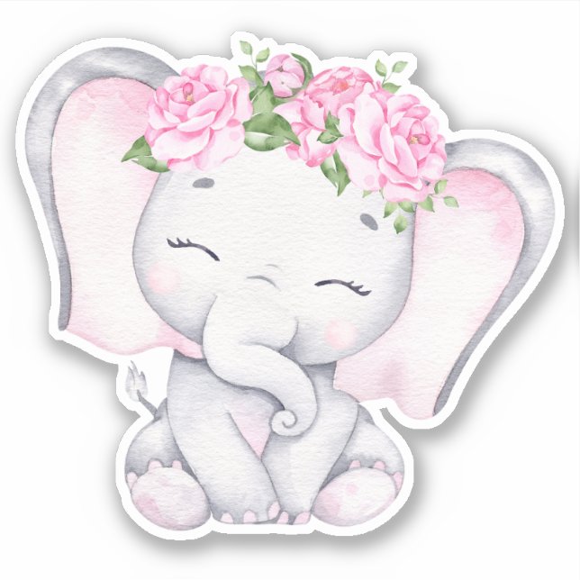 Pequeño elefante lindo Pegatina animal (Anverso)