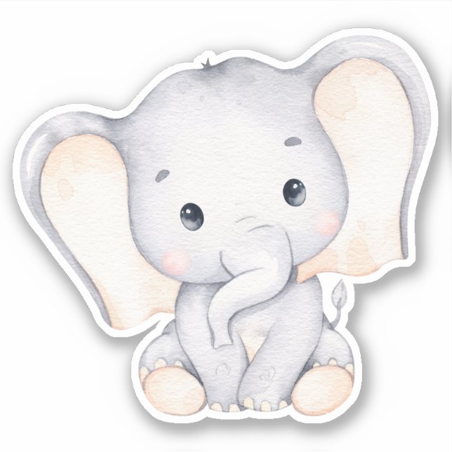 Pequeño elefante lindo Pegatina animal (Anverso)