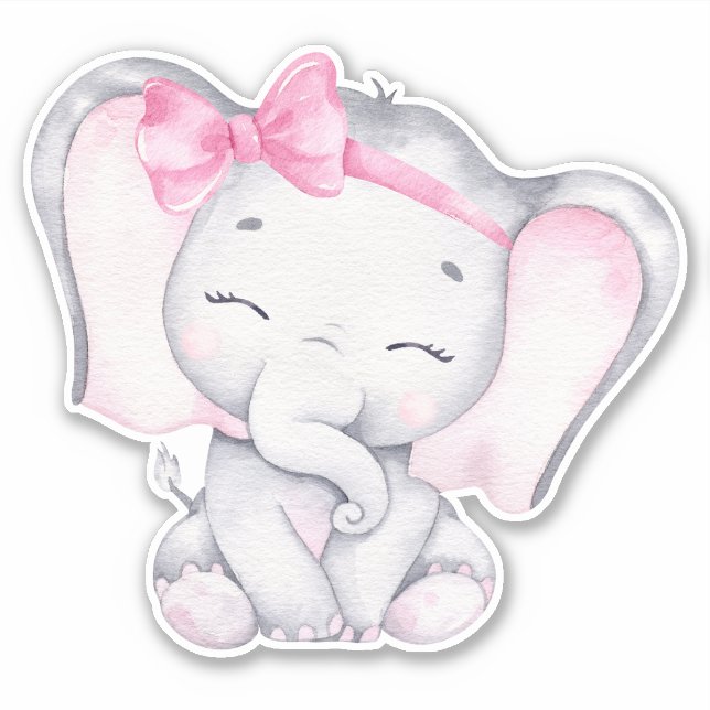 Pequeño elefante lindo Pegatina animal (Anverso)