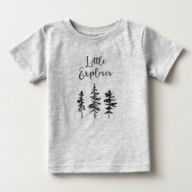 Pequeño Explorador, árboles de bosque, camiseta be (Anverso)