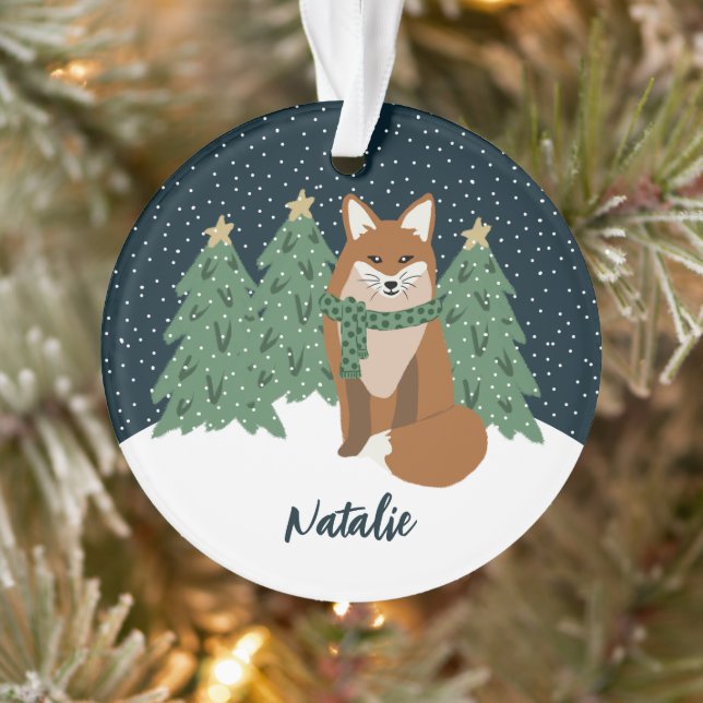 Pequeño Fox de Invierno | Nombre Ornamento de Navi (Árbol)
