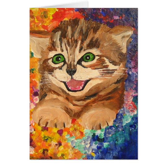 Pequeño gatito feliz - tarjeta de felicitación