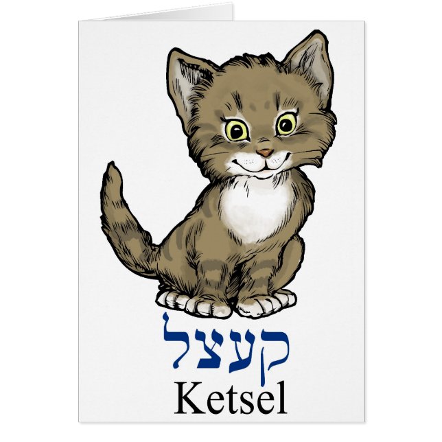 pequeño gatito lindo "ketsel" en Yiddish (Frente)