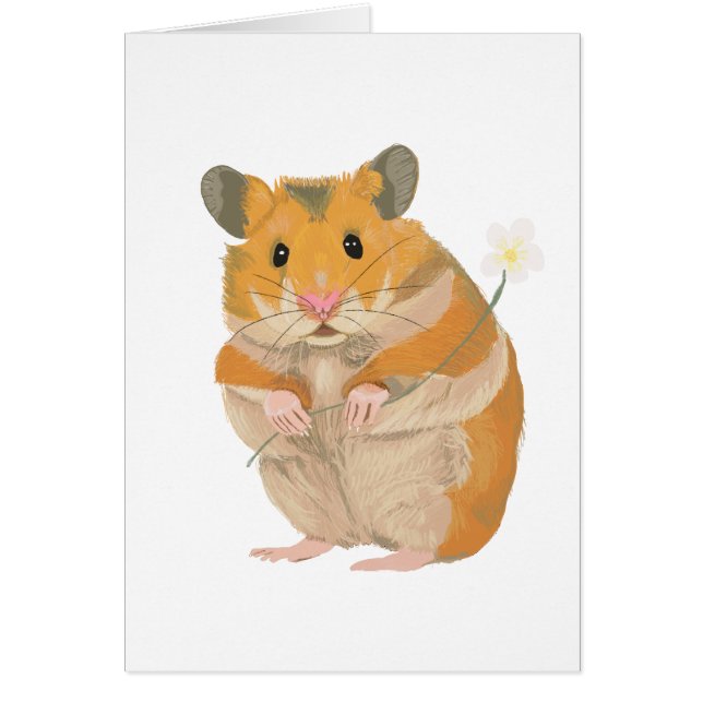 Pequeño Hamster lindo sosteniendo una flor (Frente)