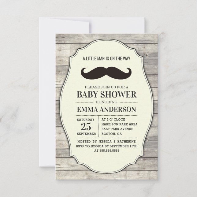 Pequeño hombre Baby Shower Invitación a país Musta (Anverso)