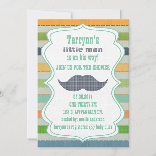 PEQUEÑO HOMBRE Baby Shower y invitación del (Anverso)