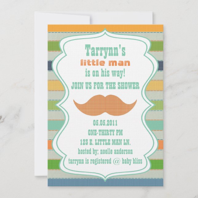 PEQUEÑO HOMBRE Baby Shower y invitación del (Anverso)