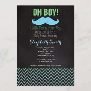 Pequeño hombre bigote Baby Shower Invitación Chalk