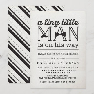 Pequeño hombre bigote Bow Tie Boy Invitación de Ba