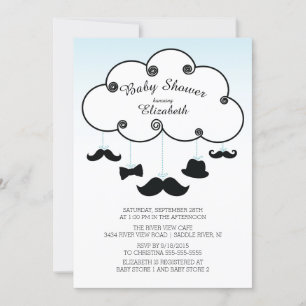Pequeño hombre lindo bigote bebé invitaciones a du