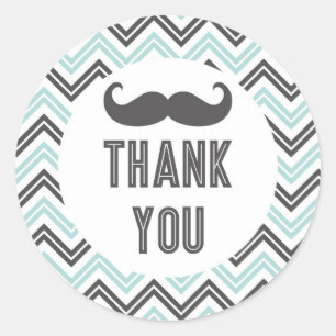 Pequeño Hombre Mustache Chevron Gracias Pegatina