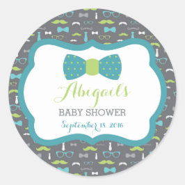 Pequeño hombre Pegatina Baby Shower, Verde azulado