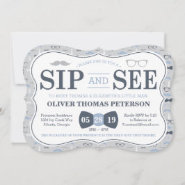 Pequeño Hombre Sip y ver la invitación de Baby Sho