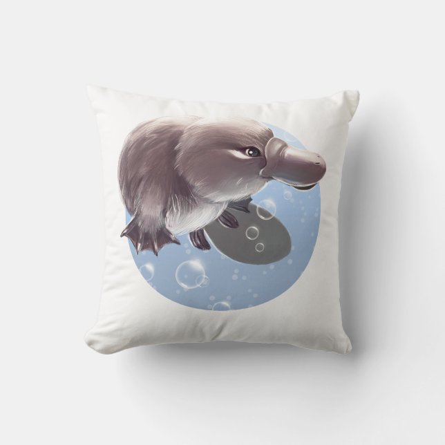 Pequeño ilustracion lindo de Platypus - almohada (Anverso)