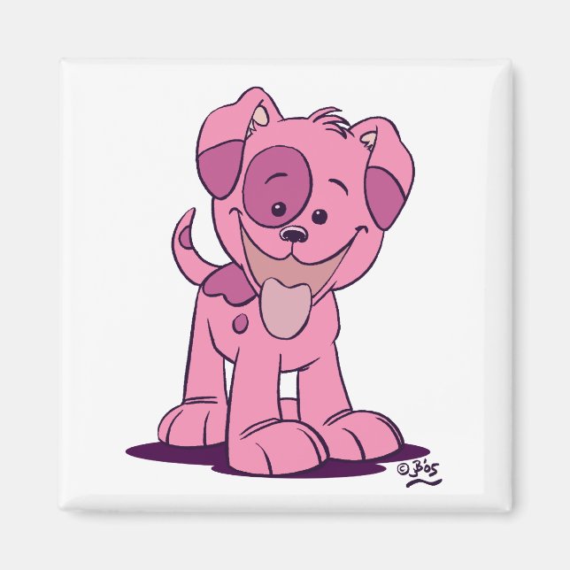 Pequeño imán de cachorro rosa (Frente)