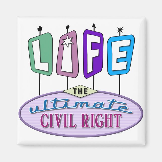 Pequeño imán de diseño retro. (Frente)