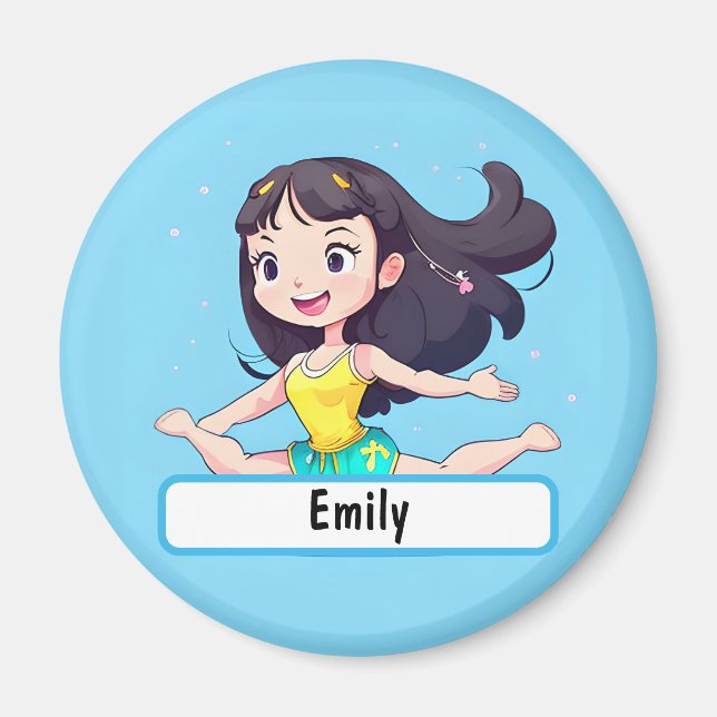 Pequeño Imán De Gimnasta Con Nombre Personalizado (Frente)