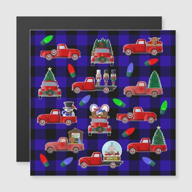 Pequeño imán de Navidades de Camión Rojo (Anverso/Reverso)