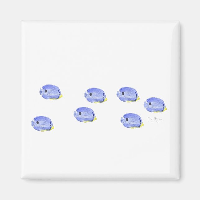 Pequeño imán de peces azules (Frente)