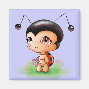 Pequeño imán del chica de la mariquita