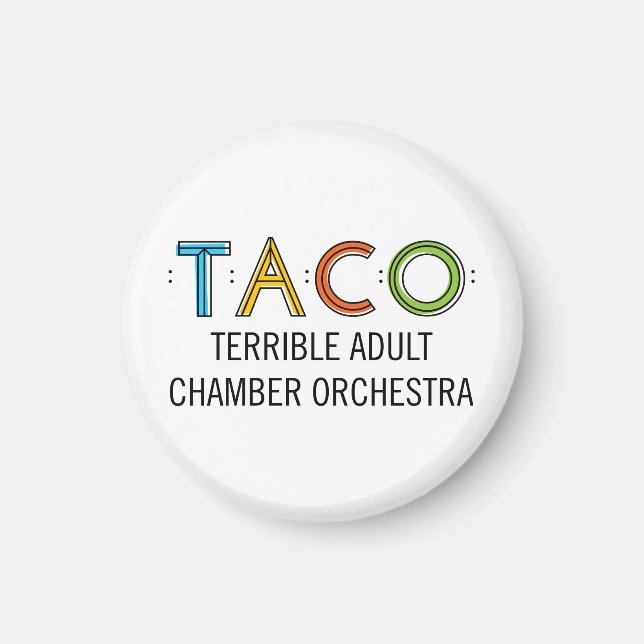 Pequeño imán TACO redondo de 1¼" (Frente)