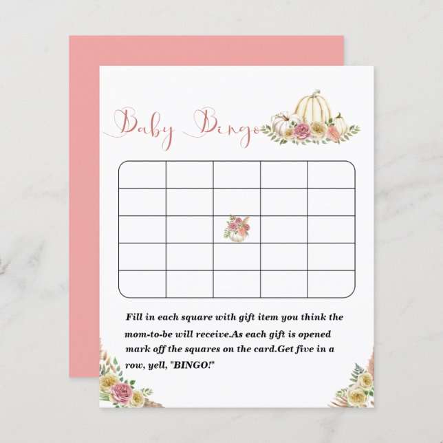 Pequeño juego de ducha de bebé de calabaza Hoja de (Anverso / Reverso)