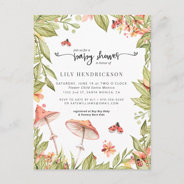 Pequeño Ladybug | Invitación a Baby Shower de prim (Anverso)