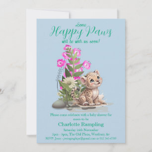 Pequeño leopardo en la invitación de Baby Shower a