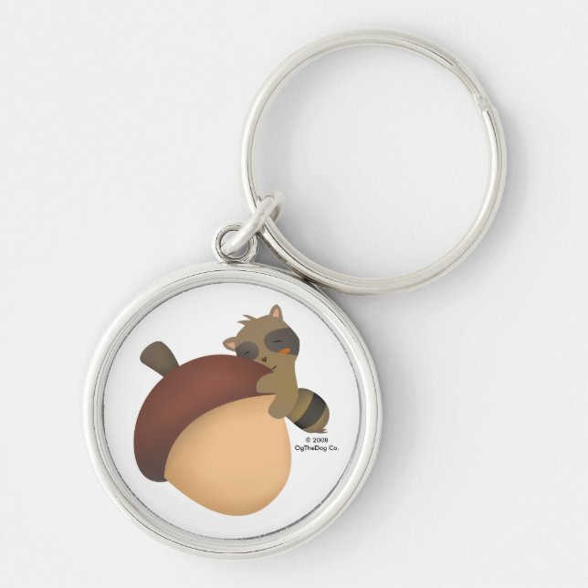 Pequeño llavero del blanco del Racoon (Frente)