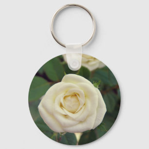 Pequeño llavero del rosa blanco