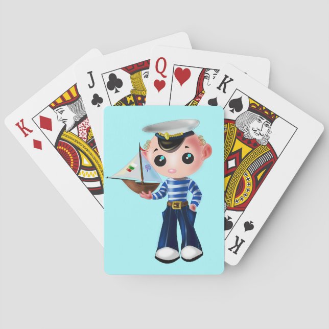 Pequeño marinero jugando cartas - Personalizable (Reverso)