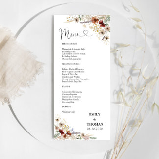 Pequeño menú de Boda de flores silvestres