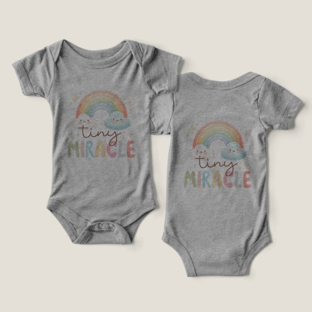 Pequeño milagro Rainbow Baby Bodysuit - Género (Diseño Anverso y Reverso)