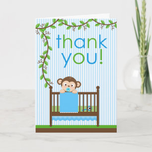 Pequeño mono en una carta de agradecimiento a un c