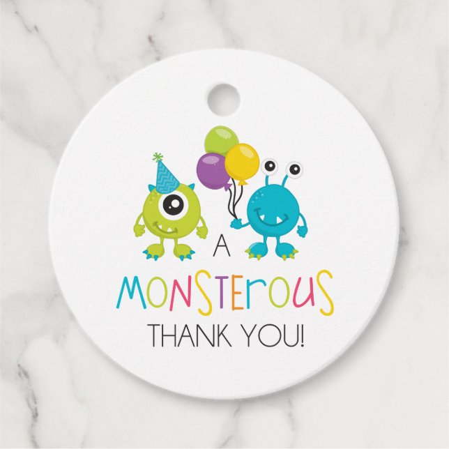 Pequeño Monstruo Gracias Etiqueta (Anverso)