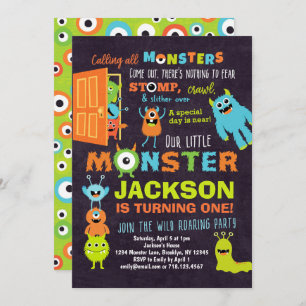 Pequeño Monstruo Invitación de cumpleaños niños