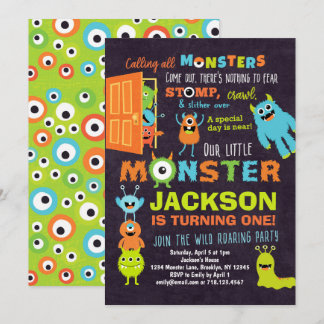 Pequeño Monstruo Invitación de cumpleaños niños
