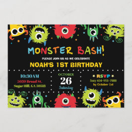 Pequeño monstruo lindo Bash Boy Invitación al cump