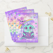 Pequeño monstruo lindo Kawaii carpetas de bolsillo