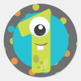 Pequeño Monstruo Primer Cumpleaños Un pegatina