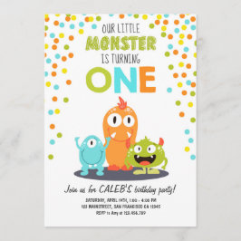 Pequeño Monstruo Primer Día Invitación a fiesta