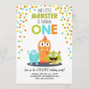 Pequeño Monstruo Primer Día Invitación a fiesta