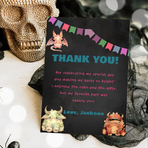 Pequeño Monstruo Tema Cumpleaños Tarjeta de agrade