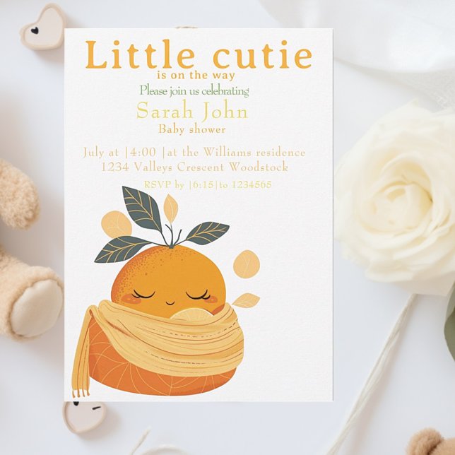 Pequeño naranja cortito Bebé ducha Invitación (Subido por el creador)